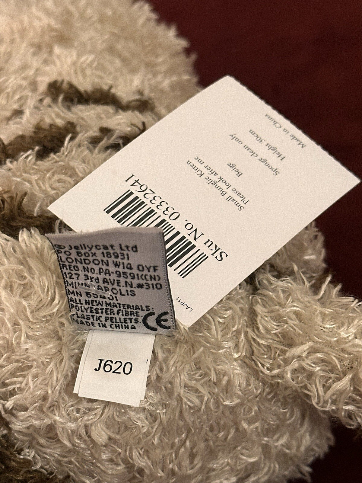 NUOVO Jellycat Small Bunglie Kitten nuovo con etichetta camerette bambini in pensione etichetta rossa beige gatto-