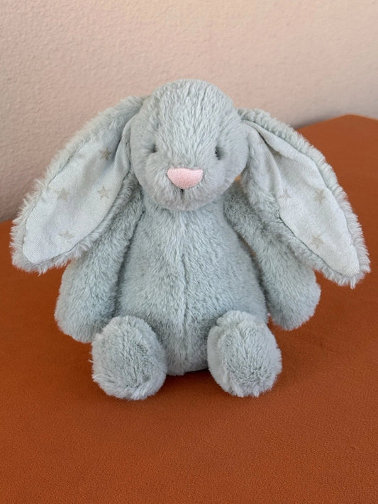 Jellycat Small Bashful Sparklet Bunny Sage Green with Silver Stars Rabbit