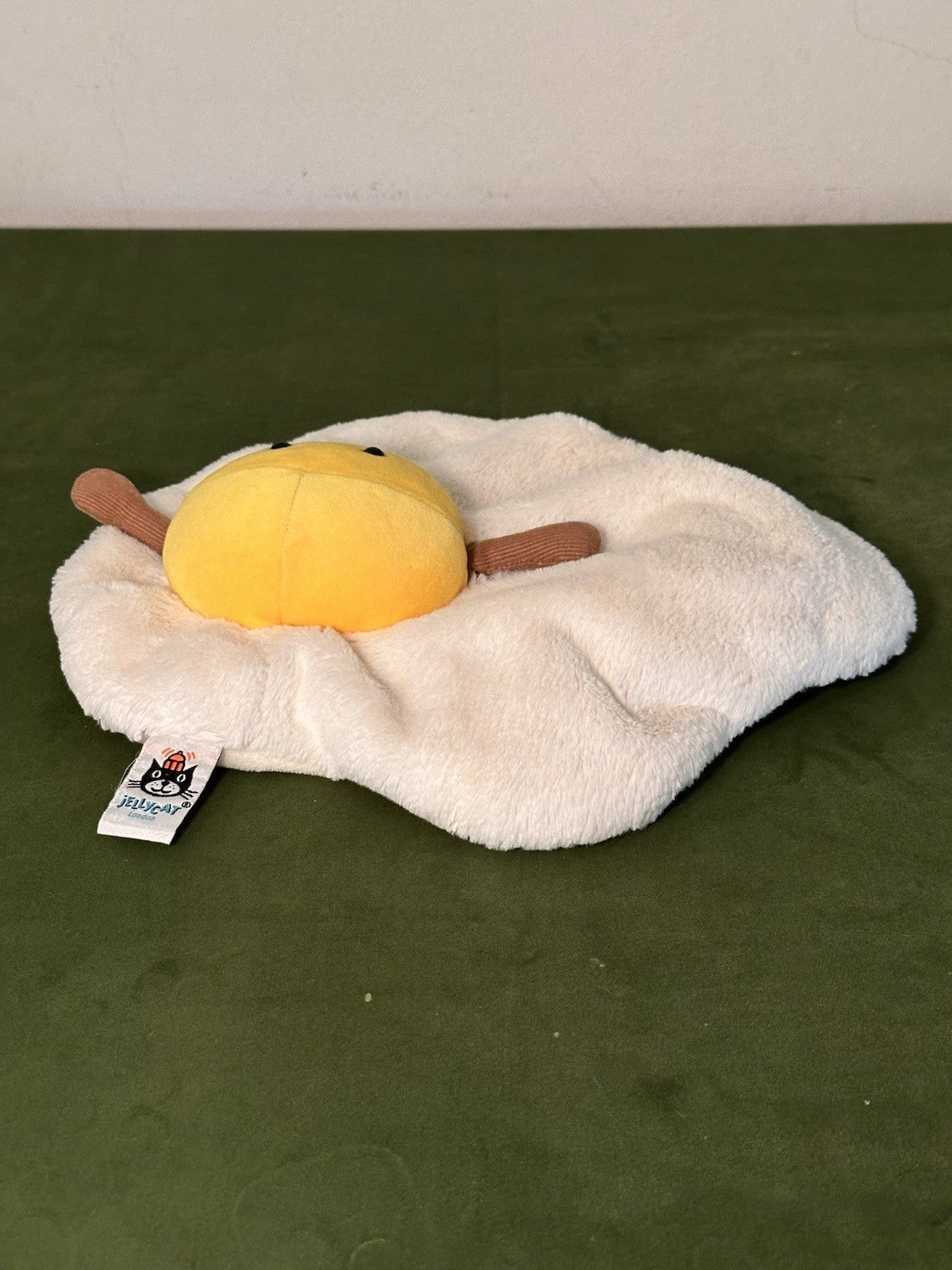 Peluche giocattolo morbido Jellycat divertente uovo fritto nuovo senza etichette raro ritirato da collezione-