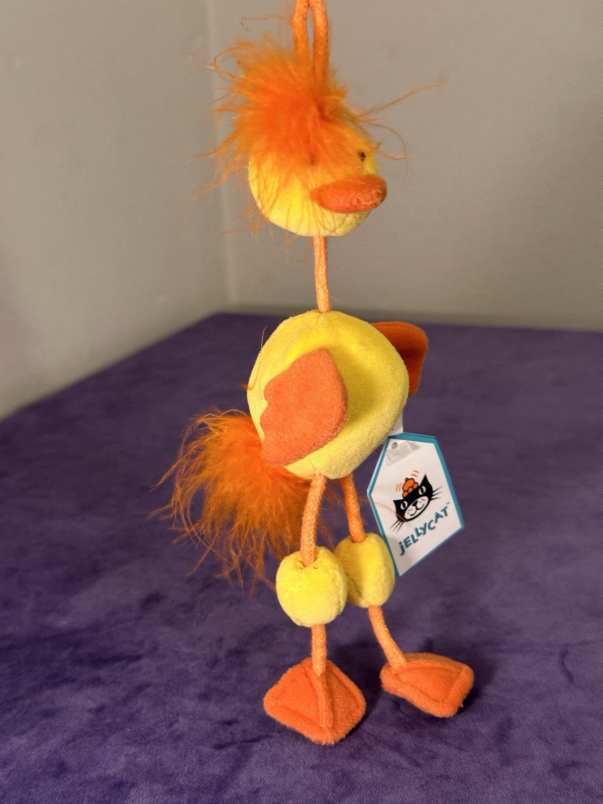 NUOVO Jellycat Wobbly Bobbly pulcino nuovo con etichette vintage pulcino giallo raro uccellino anatra in pensione-