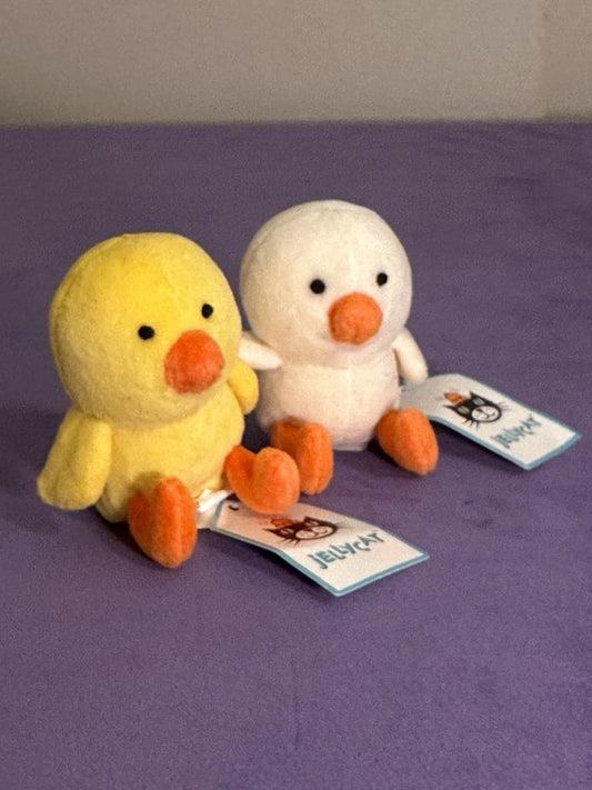 NUOVO Jellycat Cheeky Chicks nuovo con etichette coppia di pulcini gialli e panna Pasqua rari uccellini-