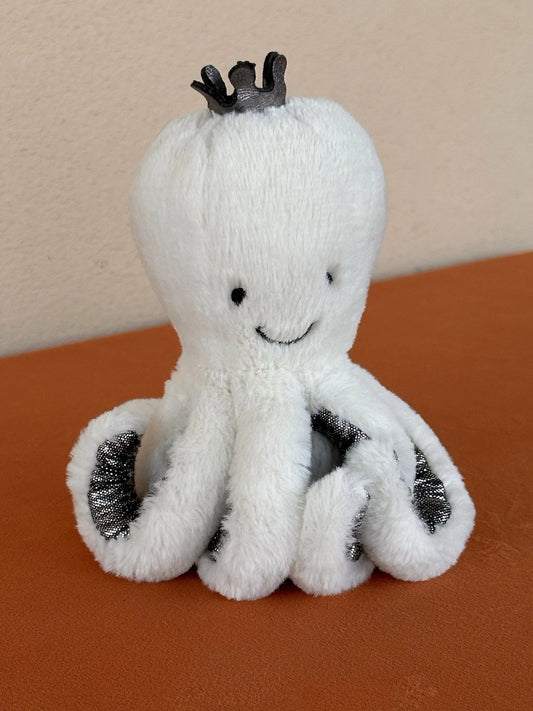 Jellycat Baby Cosmo Octopus BNWOT Tiny Crown White Squid Sea Creature Retired