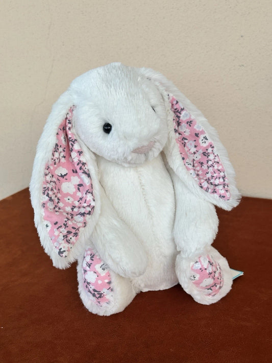 NUOVO coniglietto Jellycat Medium Bashful crema fiori ciliegio nuovo con etichette coniglio in pensione peluche