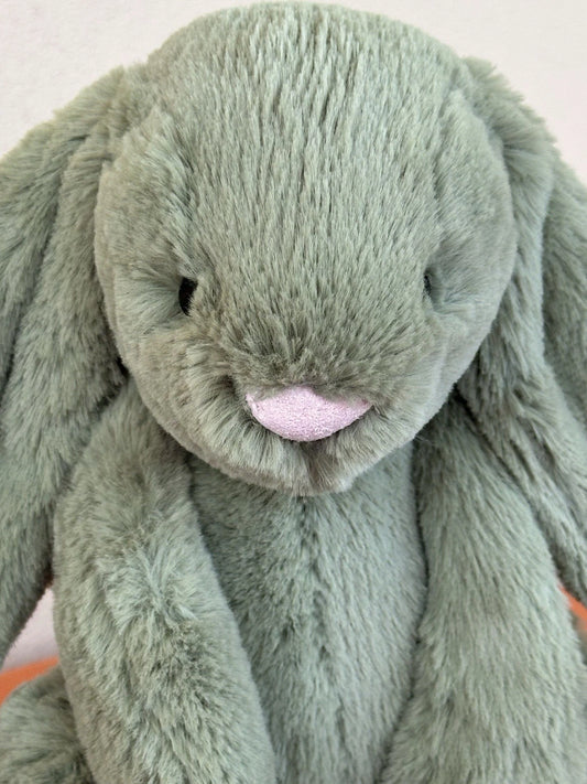 Peluche Jellycat Medium Bashful Felce Bunny nuovo senza etichette verde raro coniglio giocattolo morbido