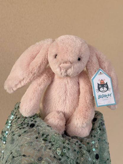 NUOVO Jellycat Small Bashful Blush Bunny Nuovo con etichette Ritirato Raro Coniglio Rosa Giocattolo Morbido-