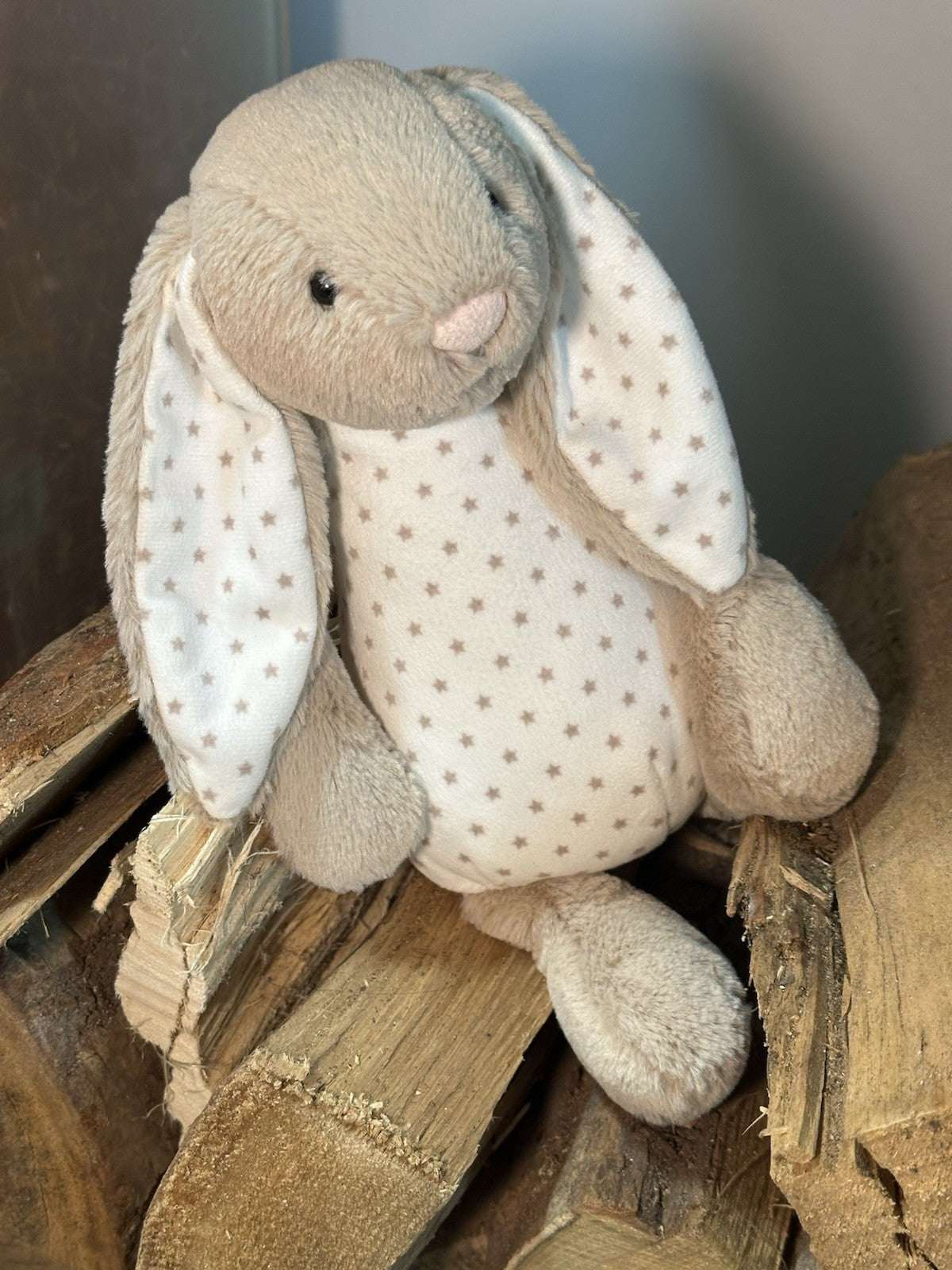 Peluche Jellycat Medium Bashful Starry Bunny nuovo senza etichette coniglio beige in pensione giocattolo morbido-