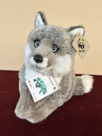 WWF Coppia Volpe Argento Seduta e Sdraiata Volpe Artica Rarissima Peluche Ritirata