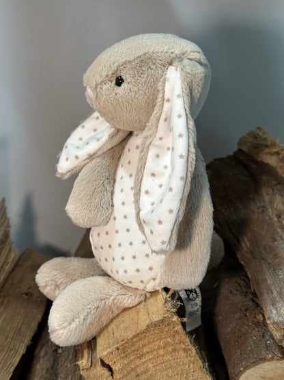 Peluche Jellycat Medium Bashful Starry Bunny nuovo senza etichette coniglio beige in pensione giocattolo morbido-