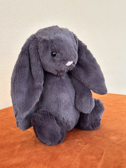 Jellycat Medium Bashful Inky Bunny BNWOT Dark Grey Rabbit Retired Rare Plush