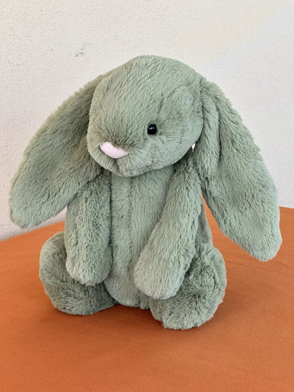Peluche Jellycat Medium Bashful Felce Bunny nuovo senza etichette verde raro coniglio giocattolo morbido