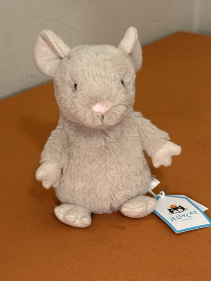 NUOVO Jellycat Nippit Mouse Nuovo con etichette Difficile da Trovare Ultra Raro Beige Topi Ritirato Peluche-