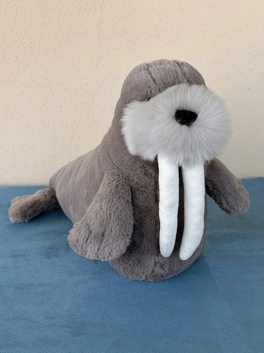 Peluche JellyCat grande Willie Walrus mammifero marino in pensione zanna mammifero marino cm.40