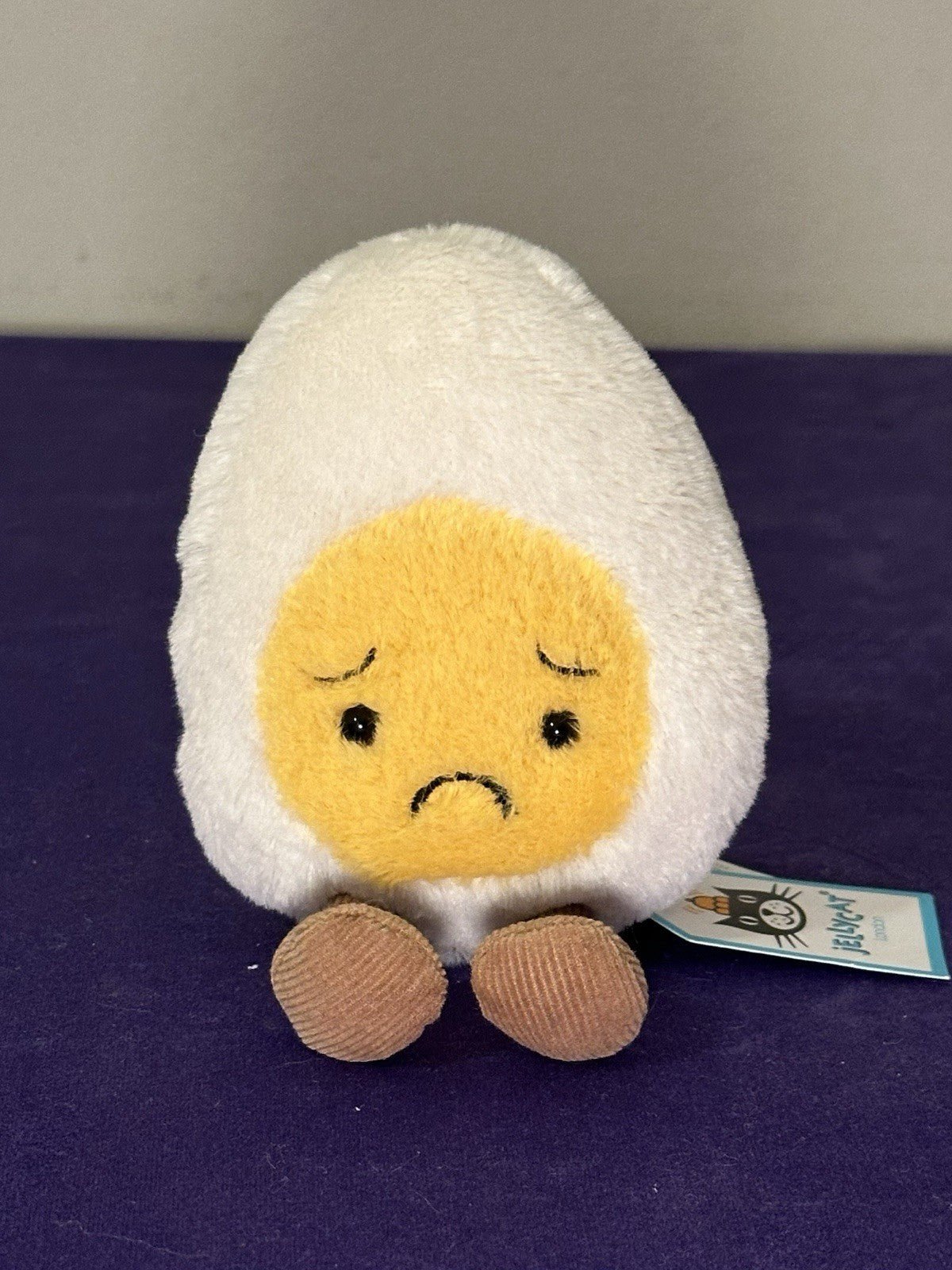 NUOVO Jellycat Amuseable Sorry uovo bollito nuovo con etichette ritirato raro cibo uova tristi peluche-
