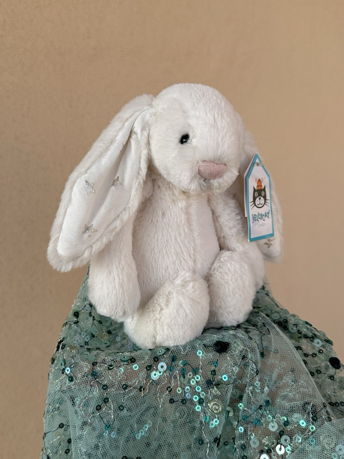 NUOVO Jellycat Small Bashful Twinkle Bunny nuovo con etichette coniglio in pensione peluche-