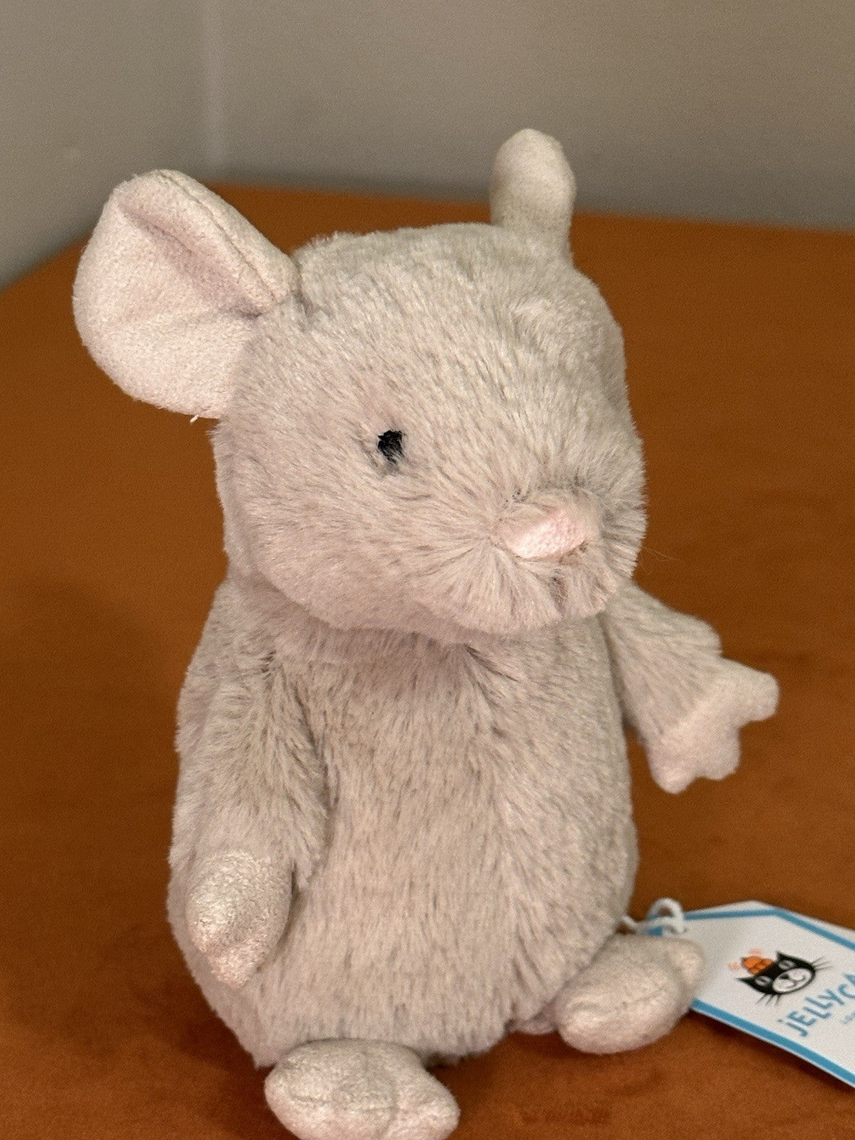 NUOVO Jellycat Nippit Mouse Nuovo con etichette Difficile da Trovare Ultra Raro Beige Topi Ritirato Peluche-