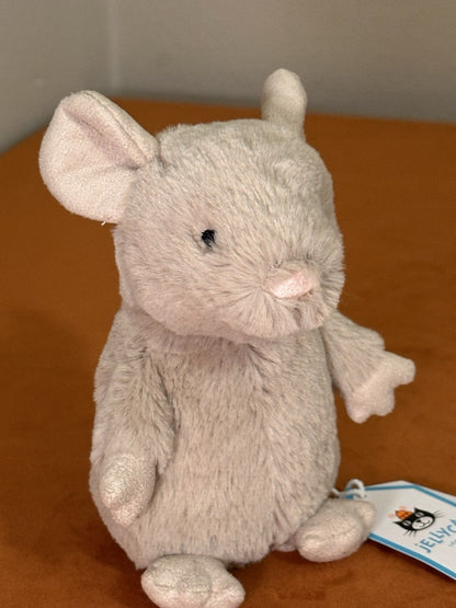 NUOVO Jellycat Nippit Mouse Nuovo con etichette Difficile da Trovare Ultra Raro Beige Topi Ritirato Peluche-