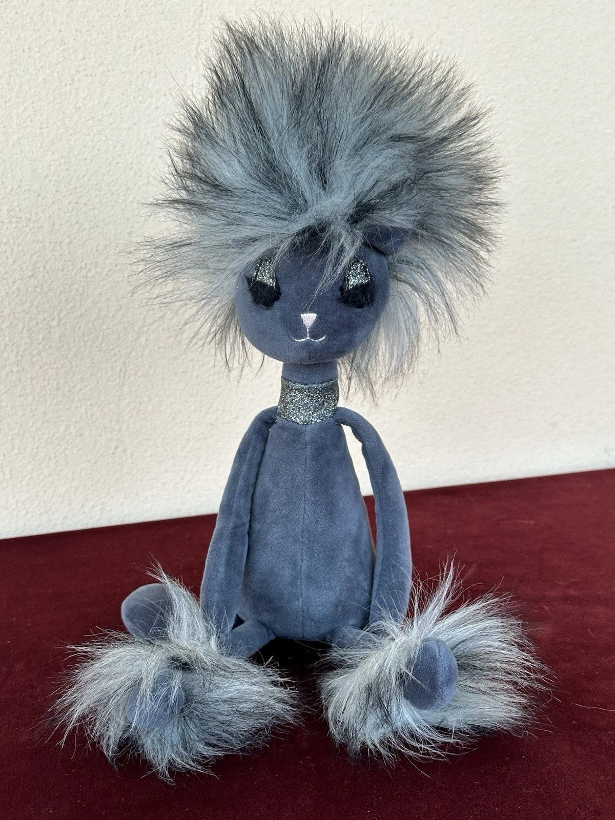 Peluche Jellycat Swellegant Gattino Gatto Giocattolo Morbido Scintillante Grigio Scuro Vellutato Ritirato