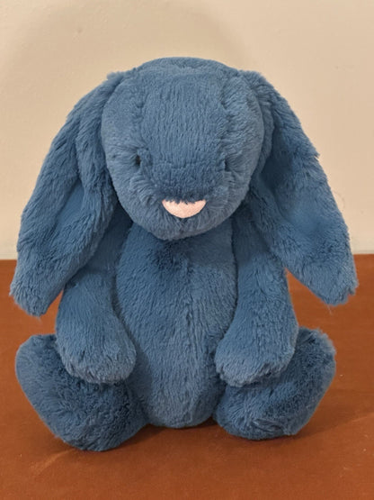Peluche Jellycat Medium Bashful Mineral Bunny Blu Benzina Raro Coniglio Giocattolo Morbido-