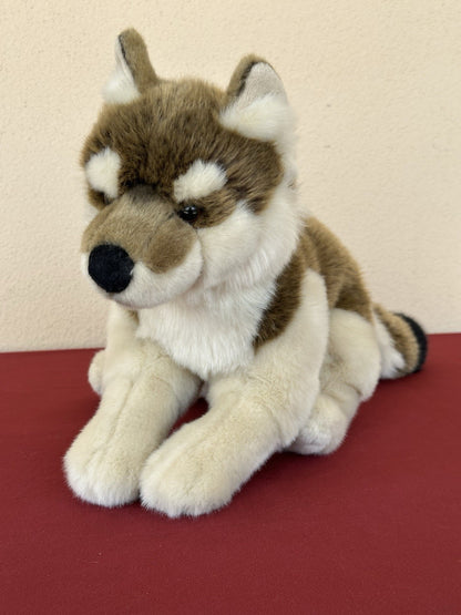 Lupo zingaro nuovo senza etichette animale selvatico bosco raro peluche giocattolo morbido ritirato made in France-