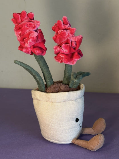 Pianta di giacinto Jellycat divertente nuova senza etichette ritirata rara giocattolo morbido fiori rosa caldo-