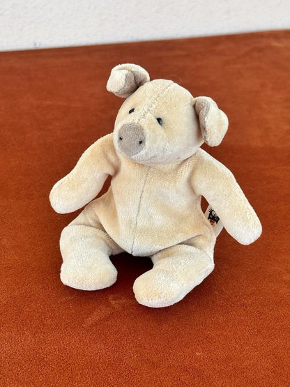 Jellycat Squidgikins Maiale Beige Rosa Mini Maiale 14 cm 1999 Vintage