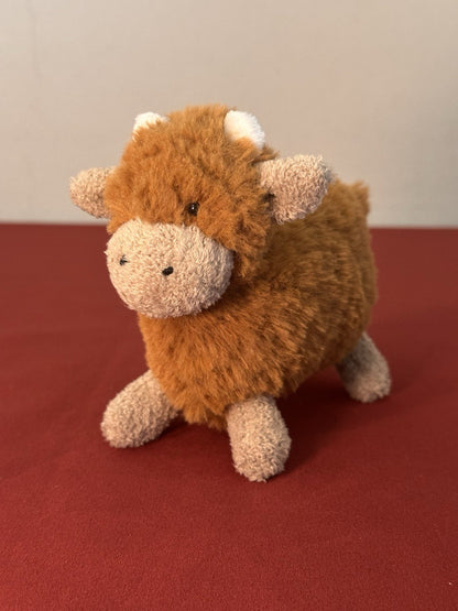 Peluche Jellycat Farm Friends Highland Cow nuovo senza etichette peluche giocattolo morbido vitello-