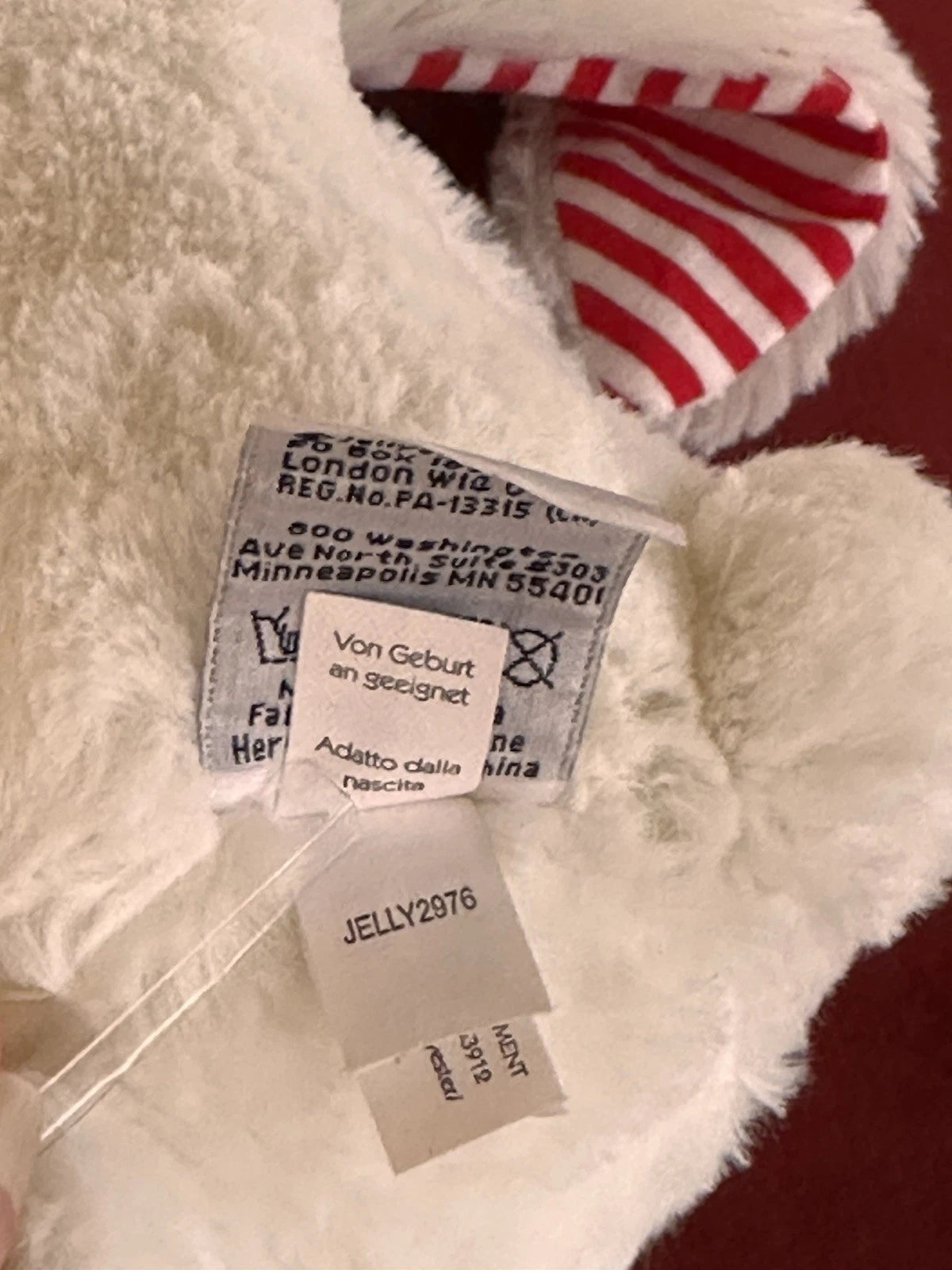 Jellycat Medium Bashful Candy Cane Bunny Rare Retired Soft Striped Rabbit Plush