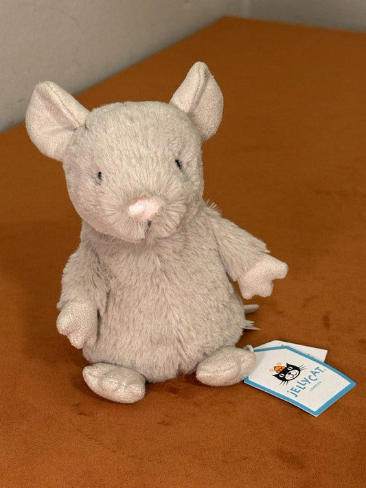 NUOVO Jellycat Nippit Mouse Nuovo con etichette Difficile da Trovare Ultra Raro Beige Topi Ritirato Peluche-