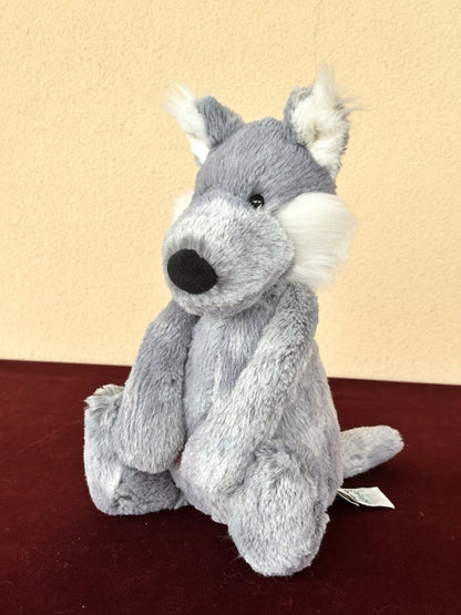 Jellycat Medium Bashful Woodland Willow Wolf NWOT Grey Marble Retired 2016 Plush