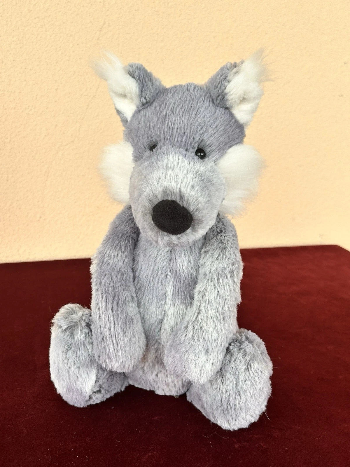 Jellycat Medium Bashful Woodland Willow Wolf NWOT Grey Marble Retired 2016 Plush