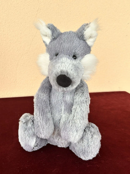 Jellycat Medium Bashful Woodland Willow Wolf NWOT Grey Marble Retired 2016 Plush