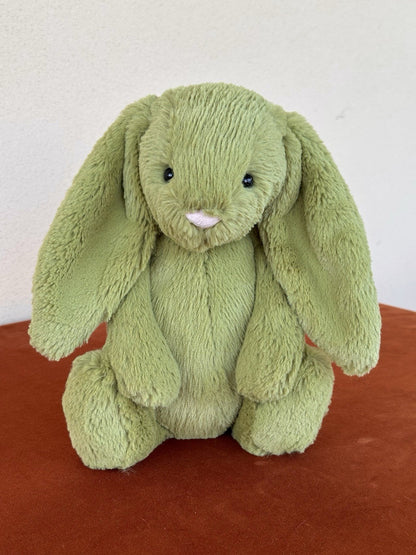 Peluche Jellycat Medium Bashful Moss Bunny nuovo senza etichette verde raro coniglio giocattolo morbido-