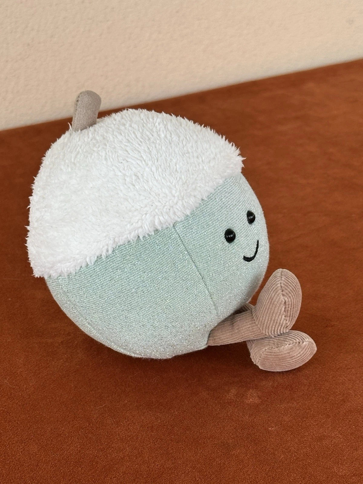 Peluche ghianda Jellycat divertente glitter invernale verde chiaro giocattolo morbido raro