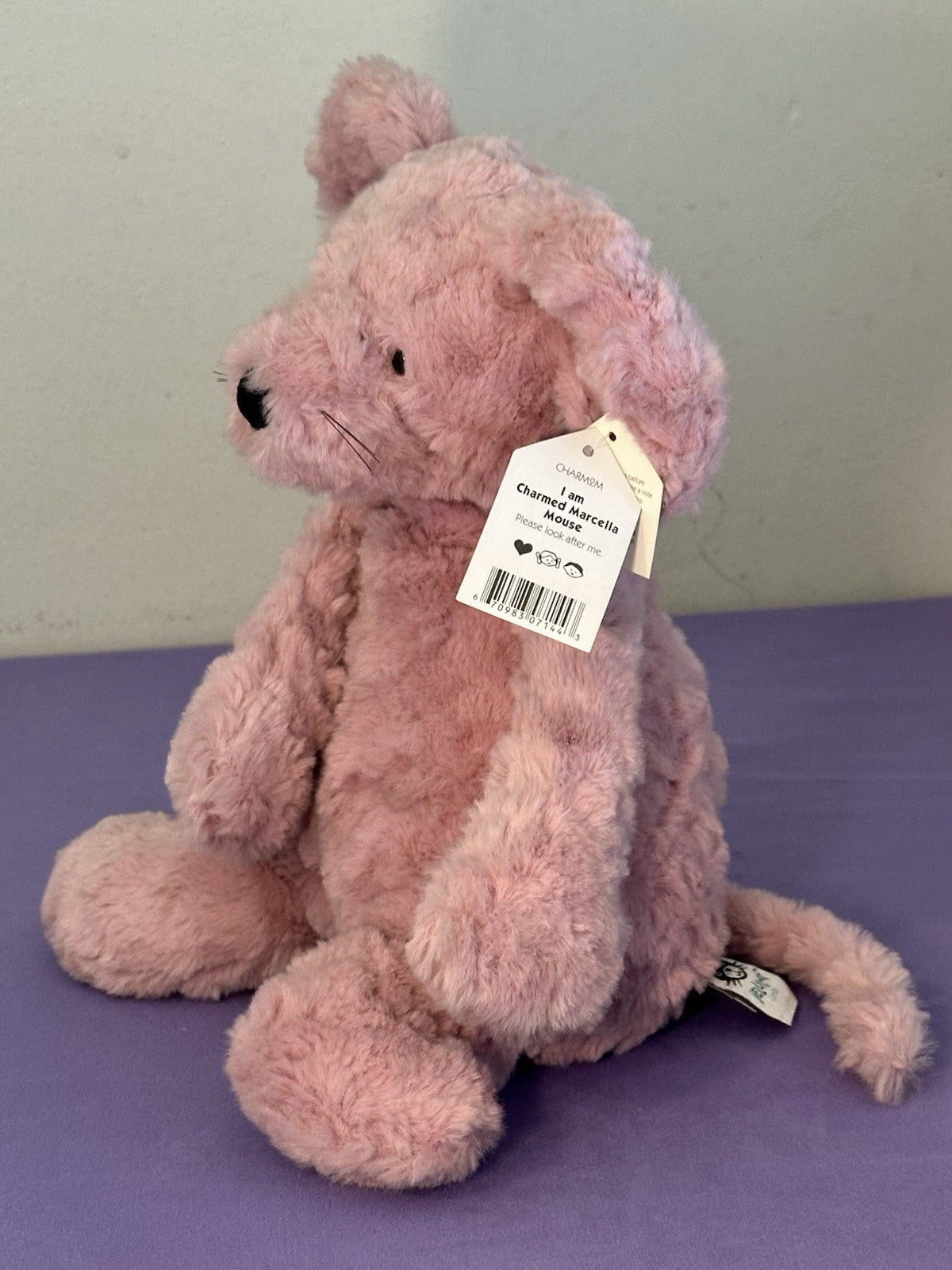 NUOVO Jellycat Charmed Marcella Mouse nuovo con etichette rosa polvere testurizzato topi morbidi ritirato-