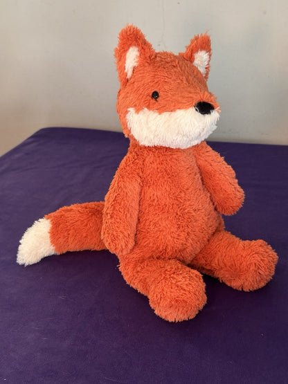 NUOVO Jellycat Cushy Fox NUOVO CON ETICHETTE Vivid Orange Fox peluche giocattolo morbido ritirato medio 12"-