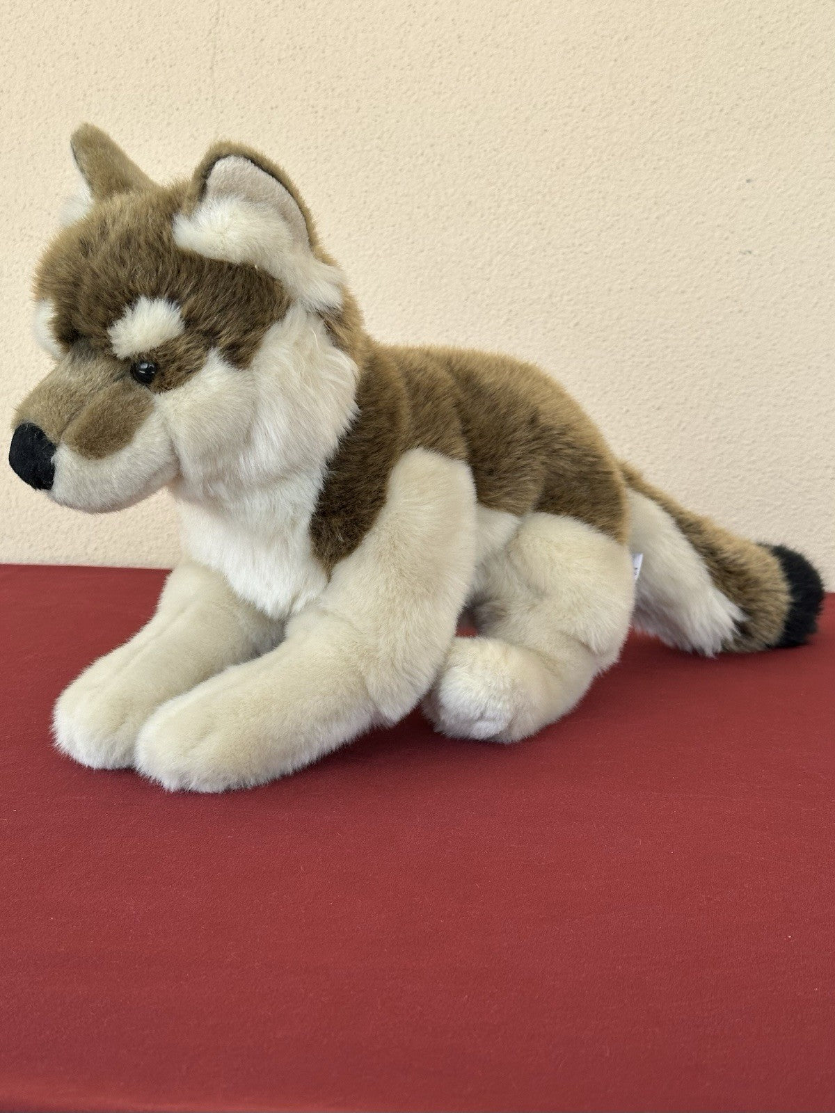 Lupo zingaro nuovo senza etichette animale selvatico bosco raro peluche giocattolo morbido ritirato made in France-