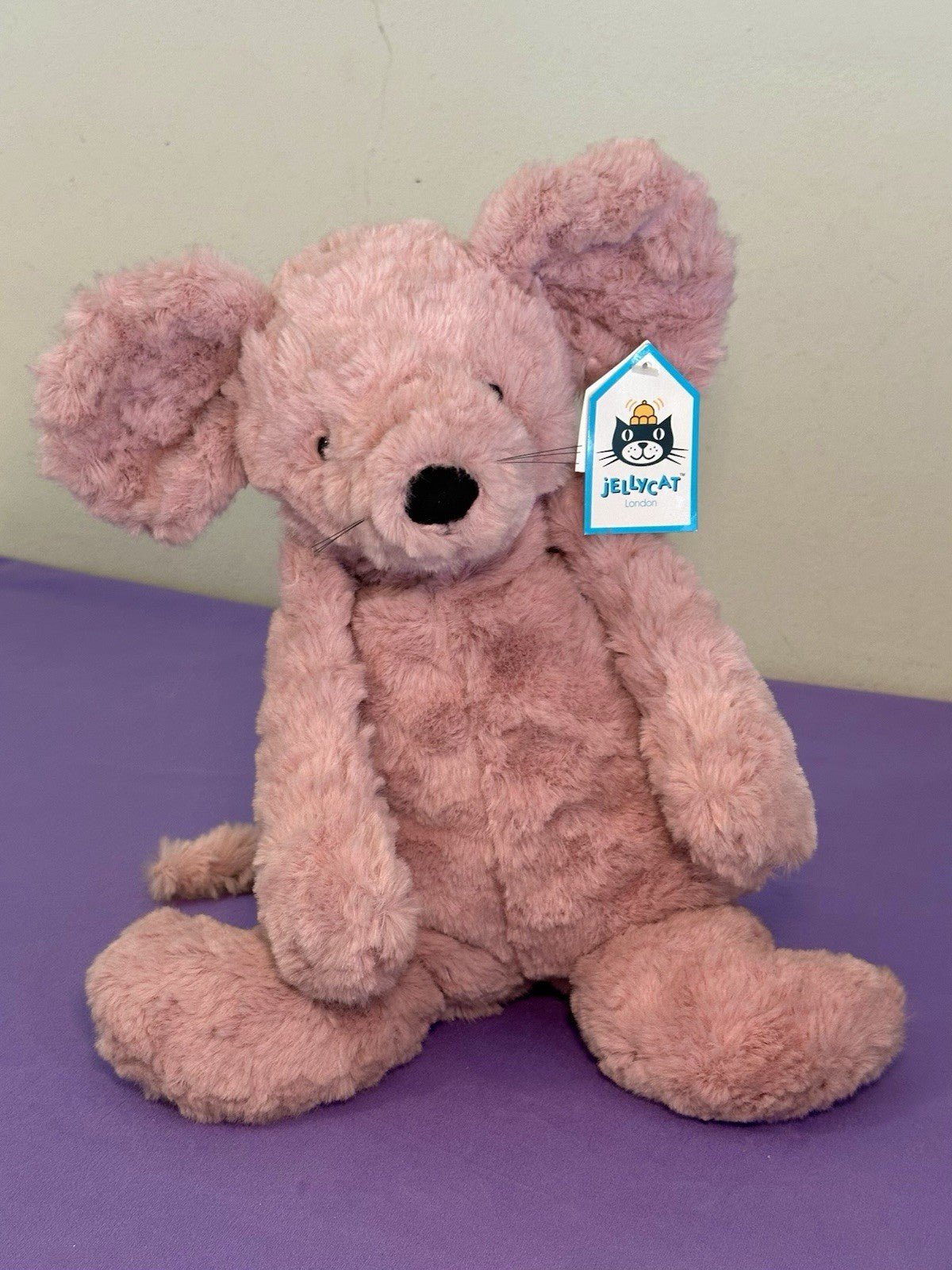NUOVO Jellycat Charmed Marcella Mouse nuovo con etichette rosa polvere testurizzato topi morbidi ritirato-