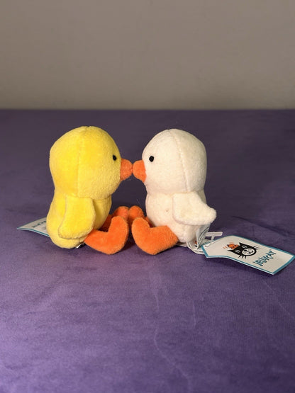 NUOVO Jellycat Cheeky Chicks nuovo con etichette coppia di pulcini gialli e panna Pasqua rari uccellini-