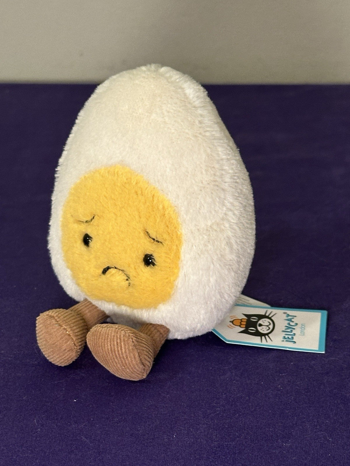 NUOVO Jellycat Amuseable Sorry uovo bollito nuovo con etichette ritirato raro cibo uova tristi peluche-