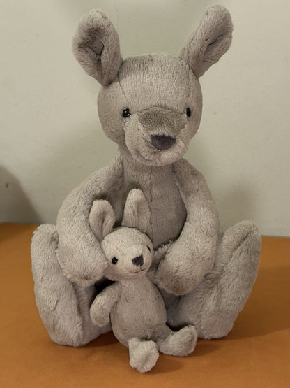 Peluche Jellycat Kara Canguro con Baby Joey nuovo senza etichette ritirato raro animale zoo cm.40-