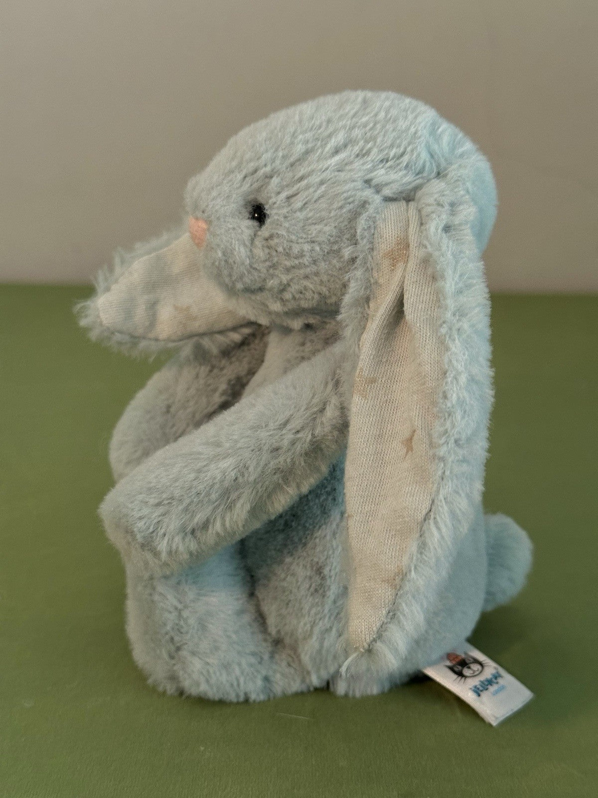 Jellycat piccolo coniglietto scintillante timido verde salvia con stelle argento coniglio-