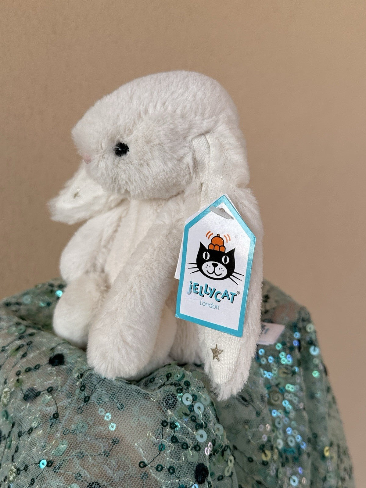 NUOVO Jellycat Small Bashful Twinkle Bunny nuovo con etichette coniglio in pensione peluche-