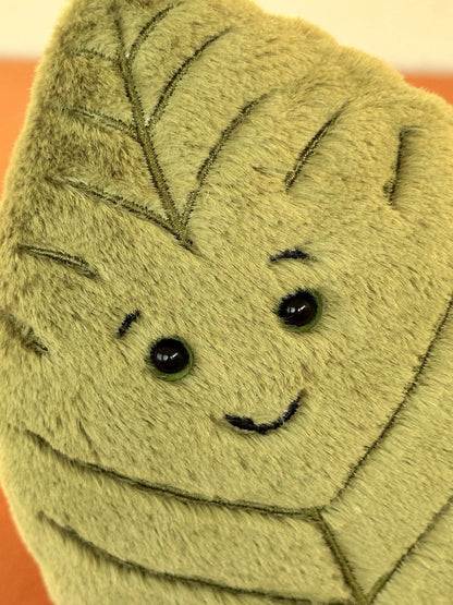 Peluche Jellycat Little Woodland foglia di faggio nuovo senza etichette piccola foglia verde raro ritirato