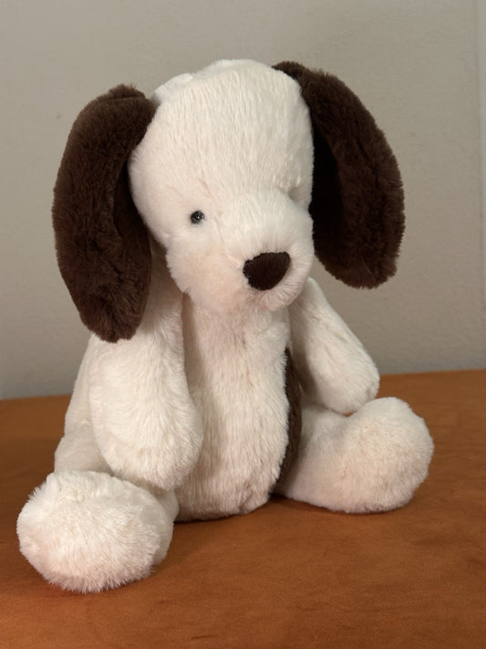 Peluche Jellycat Medium Puffles cucciolo crema e cane marrone cucciolo giocattolo morbido ritirato raro-