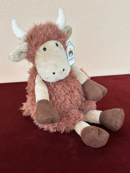 New Jellycat Tiggalope Highland Cow BNWT Retired Brown Long Soft Coat Plush cm36