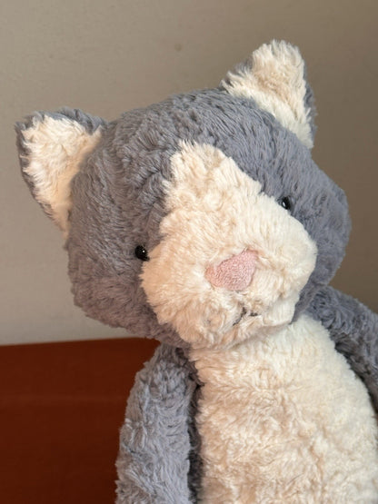 Jellycat Tuffet Cat nuovo senza etichette raro gattino grigio e panna in pensione peluche gattino giocattolo morbido-