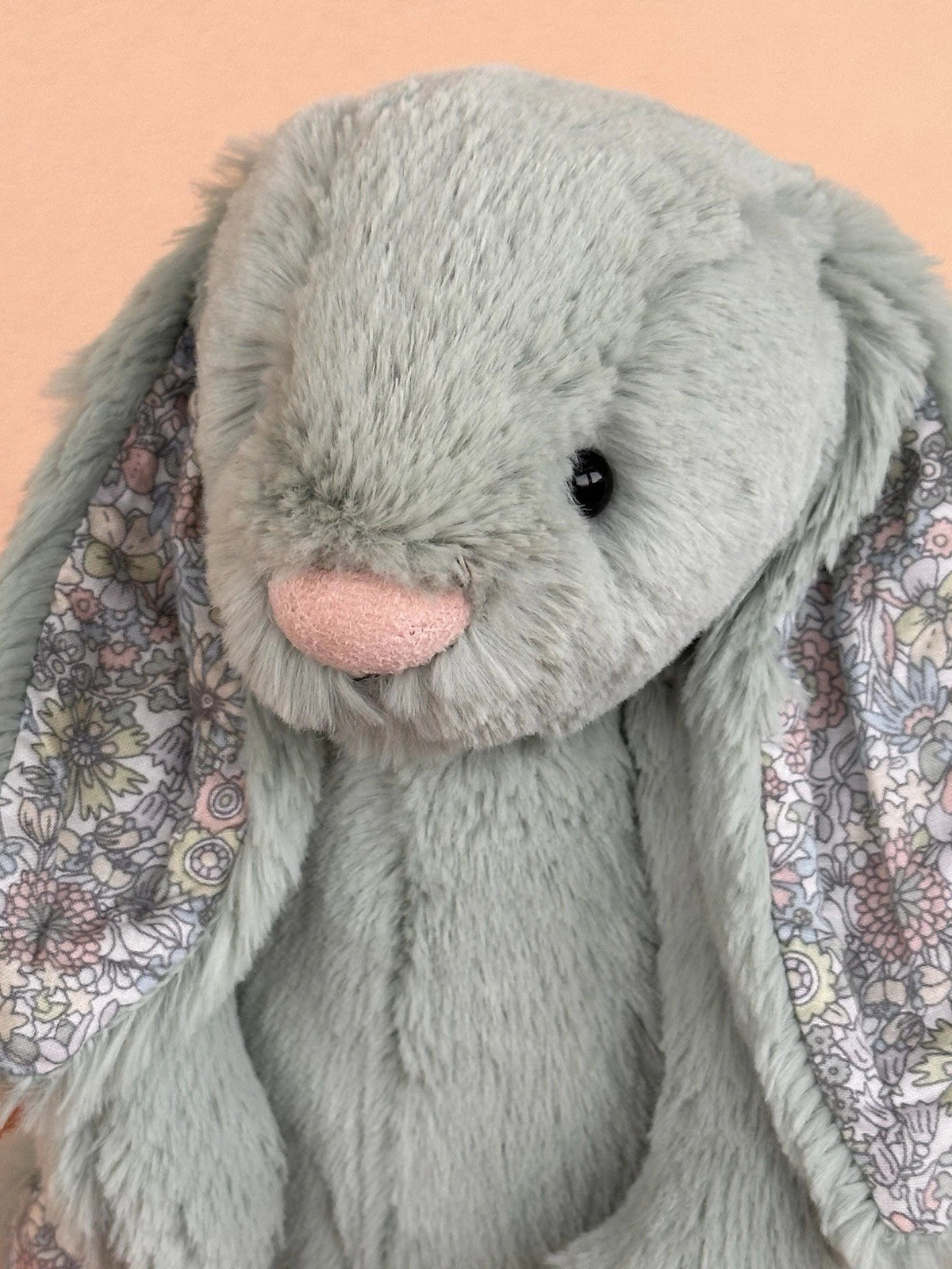 Coniglietto Jellycat Medium Bashful con fiori di salvia nuovo senza etichette verde con fiore coniglio in pensione
