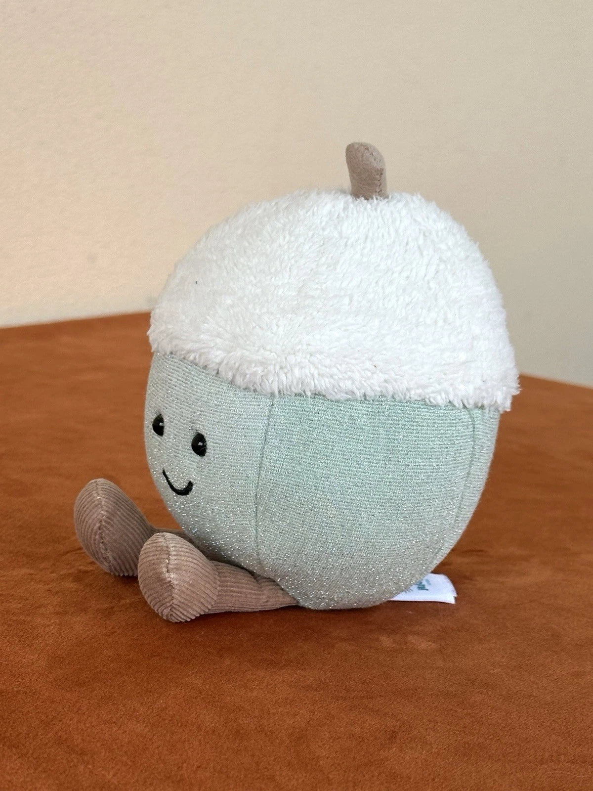Peluche ghianda Jellycat divertente glitter invernale verde chiaro giocattolo morbido raro
