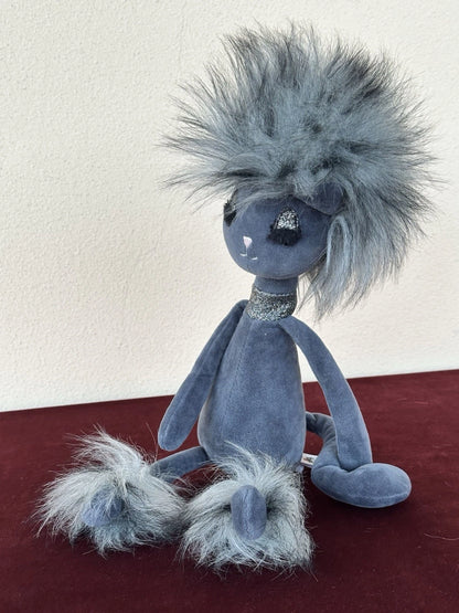 Peluche Jellycat Swellegant Gattino Gatto Giocattolo Morbido Scintillante Grigio Scuro Vellutato Ritirato