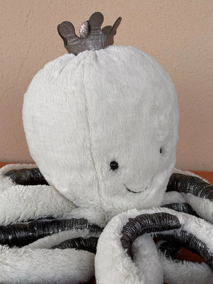 Jellycat Large Cosmo Octopus Silver Crown White Squid Sea Creature Rare Retired